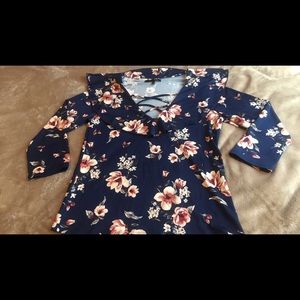 A blue floral blouse